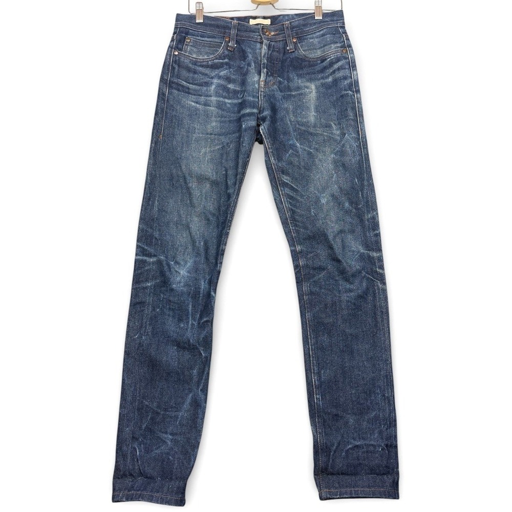 The Unbranded Brand Selvedge Jeans Mens‎ 31x30.75 Blue Button Fly Slim Fit Denim